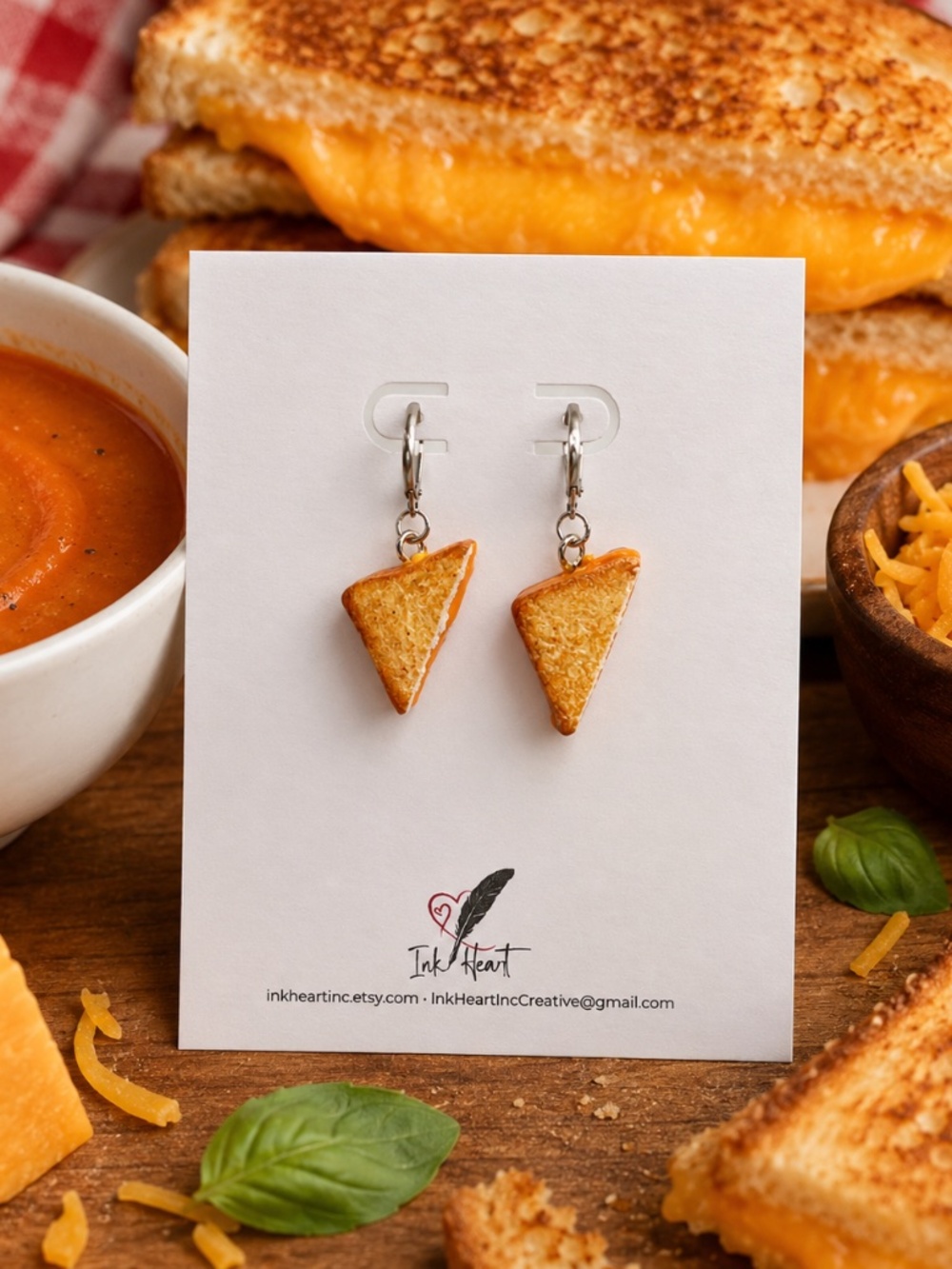 Grilled Cheese Earrings | Handmade Miniature Food Jewelry - Foodie Gift Sandwich